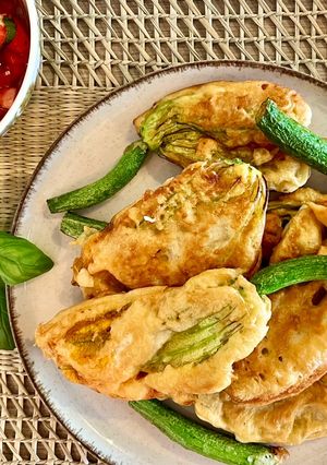 A picture of Zucchini Blossom Fritters.