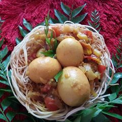 A picture of Egg nest.. (Noodles egg basket).