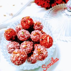 Beetroot coconut laddu A picture of Beetroot coconut laddu.