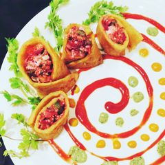Beet and cheese stuffed Moong dal roulade A picture of Beet and cheese stuffed Moong dal roulade.