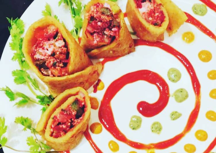Steps to Make Any-night-of-the-week Beet and cheese stuffed Moong dal roulade