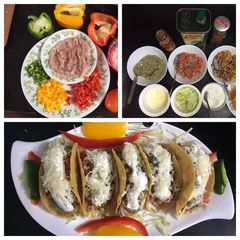 A picture of Chicken and Veggie  Tacos.