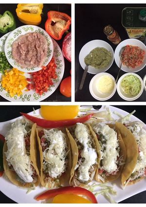 A picture of Chicken and Veggie  Tacos.