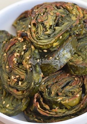 A picture of Aloo vadi.
