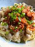 Cold Angel Hair Pasta (Capellini) with Pork & Kimchi