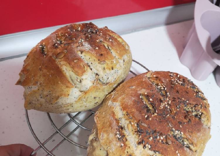 🥖Pan casero con harina de centeno, trigo y semillas