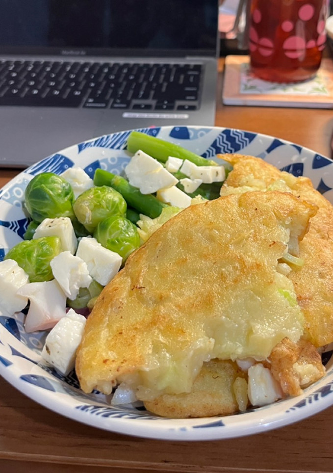 減脂宵夜—冷凍蔬菜、芹菜韓式煎餅拼盤 的食譜成品照片