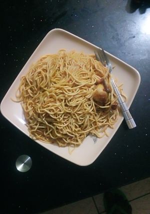 A picture of Jollof spaghs.