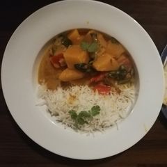 A picture of Madras Butternut Squash Curry.