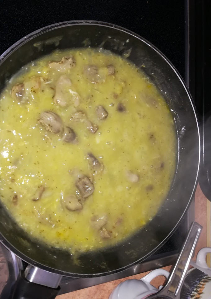 Una foto de Mollejas de pollo, en verde