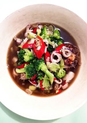 Foto resep Cumi Asin Brokoli Saus Tiram