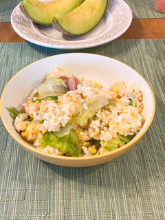 Gambar Lettuce, egg and sausage fried rice 🍚 🥬 - A recipe which I repeatedly cook from Cookpad Japan!❤️