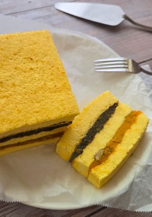 南瓜雙層夾心蛋糕 的食譜成品照片