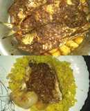Palla (fish)steamed curry with yellow rice