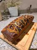 Budín de banana, nuez y dulce de leche