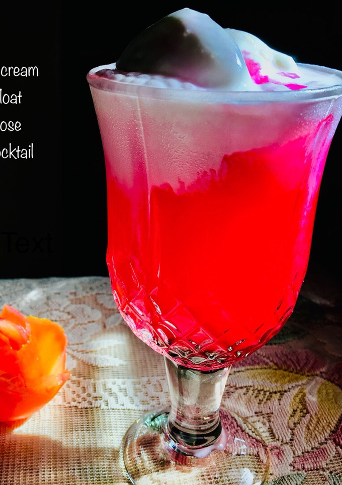 A picture of Ice cream float rose mocktail.