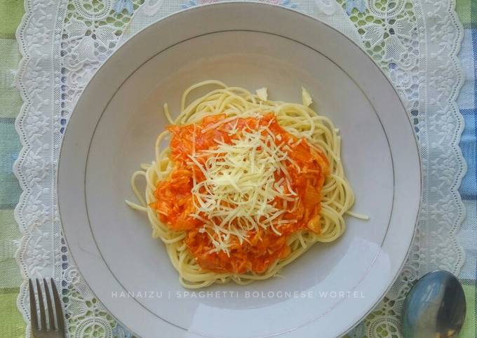Langkah Mudah untuk Menyiapkan Spaghetti dengan Saus Bolognese Wortel Homemade Anti Gagal