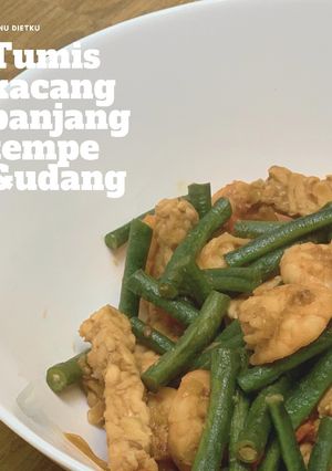 Foto resep Tumis kacang panjang, tempe dan udang (Menu diet)