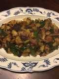 California Farm Ham Potato Onion Chard Stirfry in mild pepper sauce