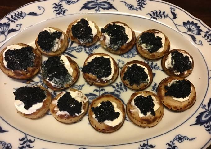 Recipe of Any-night-of-the-week California Farm Frugal Caviar Blini Appetizers