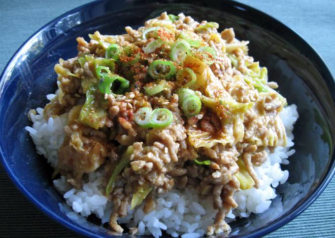 Stir-fried Pork Mince & Cabbage with Spicy Miso Sauce