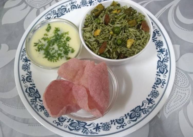 Recipe of Quick Green Pulao (Jain)