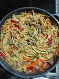 Tallarines con cerdo