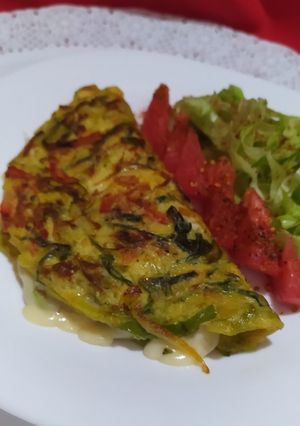 Una foto de Omelette De Puerro Y Queso