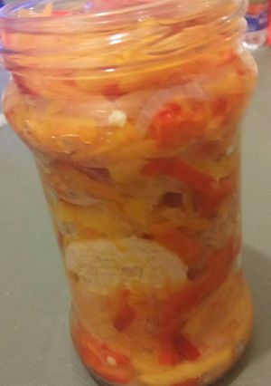 Una foto de Recetas de mi novio escabeche de chorizos no veggie