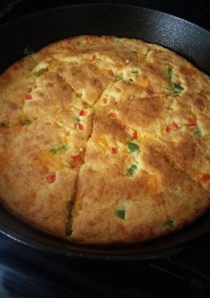 A picture of Sunshine's jalapeno sharp cheddar cheese cornbread.