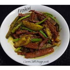 Carrot chilli mango pickle A picture of Carrot chilli mango pickle.