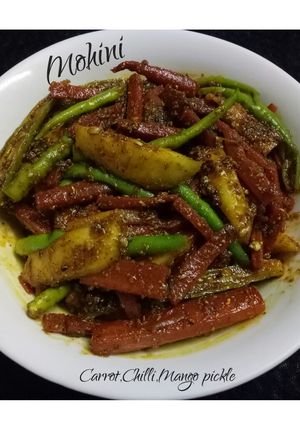 A picture of Carrot chilli mango pickle.