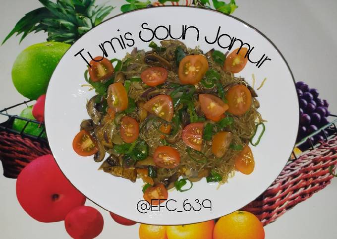 Ini dia! Cara  buat Soun Goreng (Tumis Soun) + Jamur yang spesial