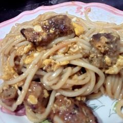 A picture of Seekh kabab spaghetti.