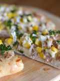 No cheese! Tuna and corn pizza！