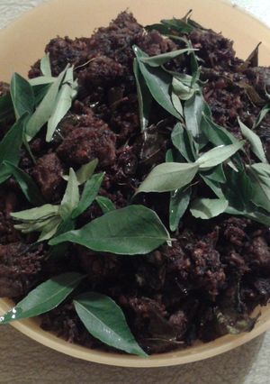 A picture of Kallu Shappu beef fry.