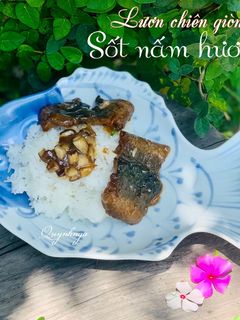 Hình của món Lươn chiên giòn, sốt nấm hương.