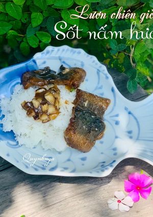 Hình của món Lươn chiên giòn, sốt nấm hương.