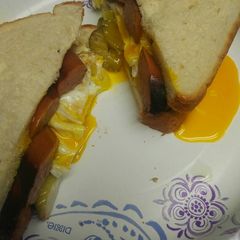 A picture of Egg and Hotdog Sandwich.