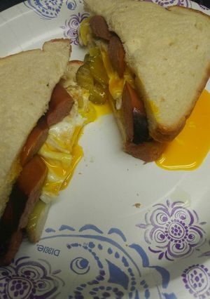 A picture of Egg and Hotdog Sandwich.