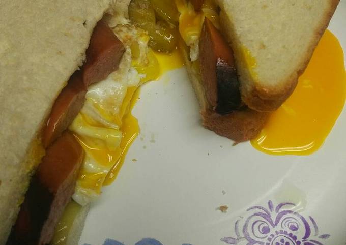 Egg and Hotdog Sandwich