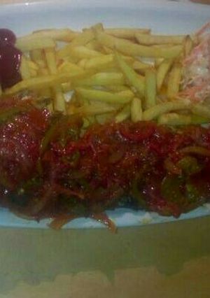 A picture of Grilled fish n chips with salad.