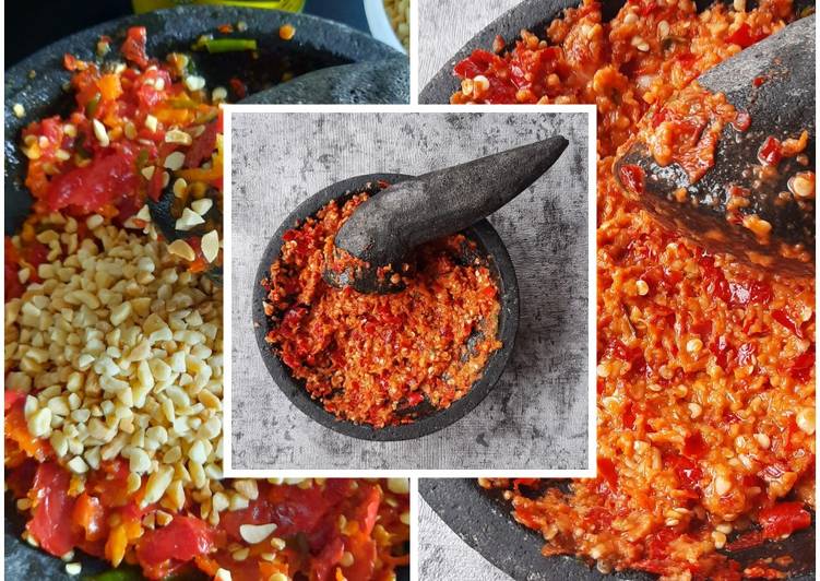 Bagaimana Menyiapkan Resep Sambal: Sambal Ulek Kacang, Enak Banget