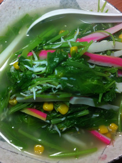 莧菜吻仔魚玉米羹 的食譜成品照片