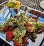 Recipe Char grilled scallops with mango avocado chimmichuri and veg which Delicious