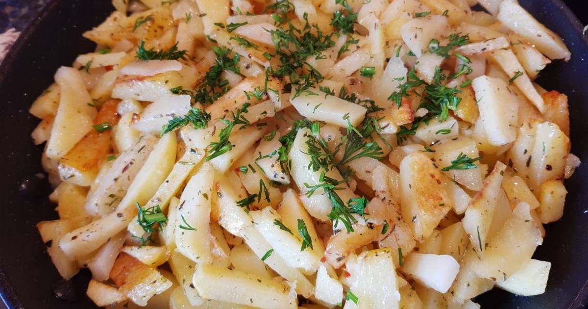 Рецепт жареной картошки с капустой на сковороде