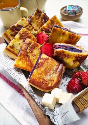 Foto resep Ube French toast (ubi ungu)