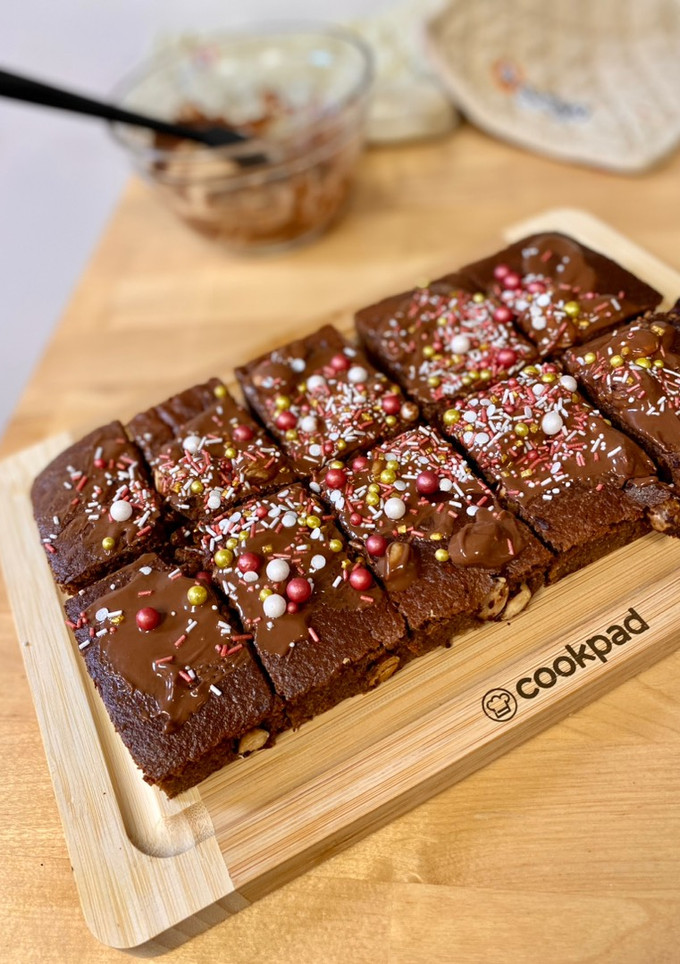 Una foto de Brownie saludable en freidora de aire para San Valentín