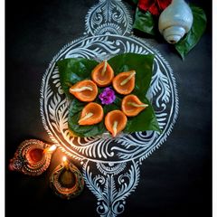 A picture of Caramel filled butterscotch diya sandesh.