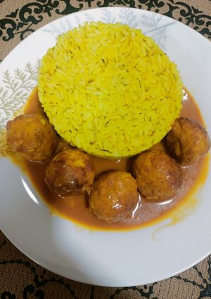 صورة لوصفة كرات دجاج 🐔🍛بالارز